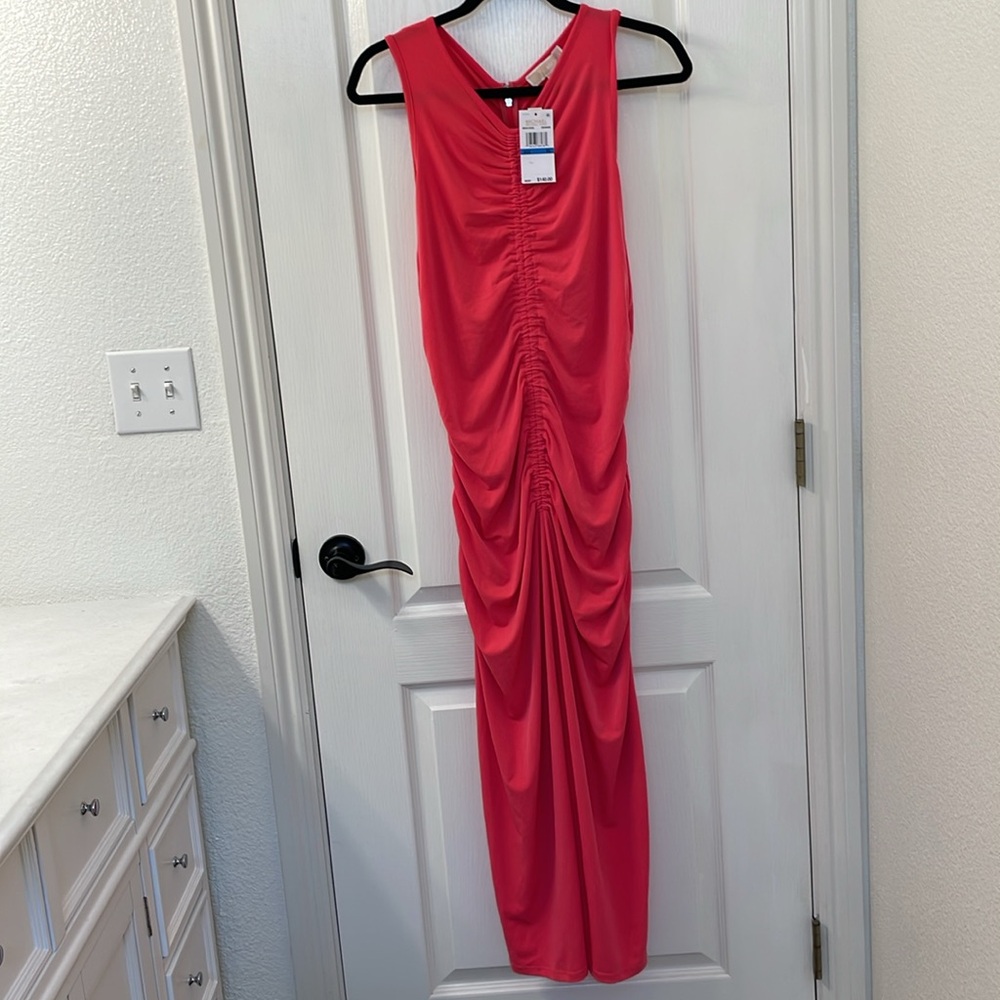 Michael Kors Women's Sleeveless Ruched Midi Dress - Picture 2 of 6